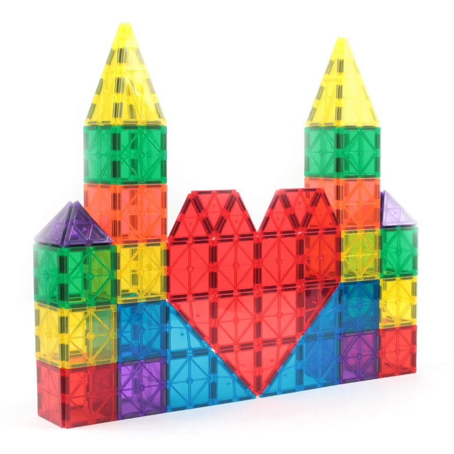 LonBohoo 108pcs Magnetic Building Tiles Customized Magnetic Building Block Tiles for Kids
