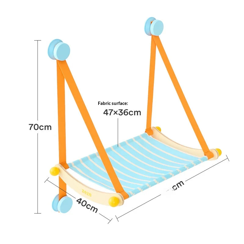 Cat Hammock Window Perch with Hanging Straps and Striped Bed Surface for Daily Rest