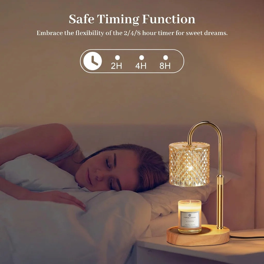 Adjustable Glass Candle Warmer Lamp Aromatherapy Table Light with Timer Dimmer for Home