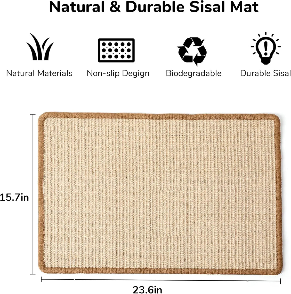 Natural Sisal Cat Scratcher Mat Horizontal Floor Scratching Pad Rug With Sticky Tapes