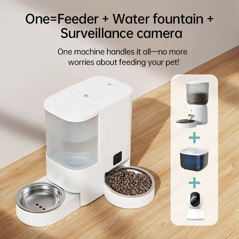 Smart 2-in-1 Automatic Pet Food and Water Feeder with 3MP Camera