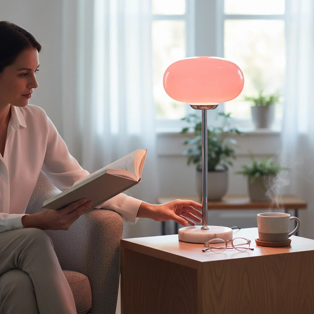 Creative Mushroom Shape Desk Lamp Marble Base Lighting Fixture for Bedside