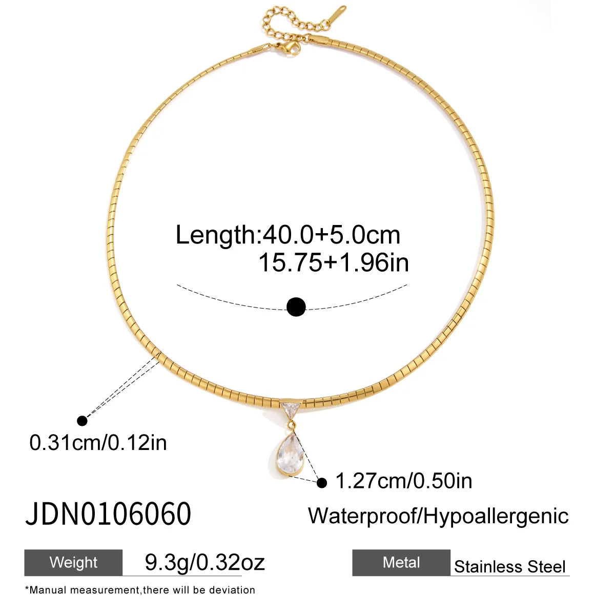 Women'S 18K Gold-Plated Stainless Steel Choker Necklace Sporty Light Luxury Elastic
