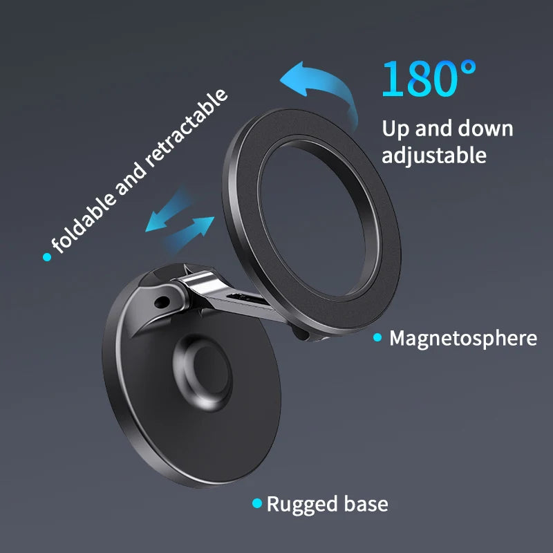Adjustable Strong Magnetic Alloy Folding Car Mount Mobile Phone Holder for Dashboard