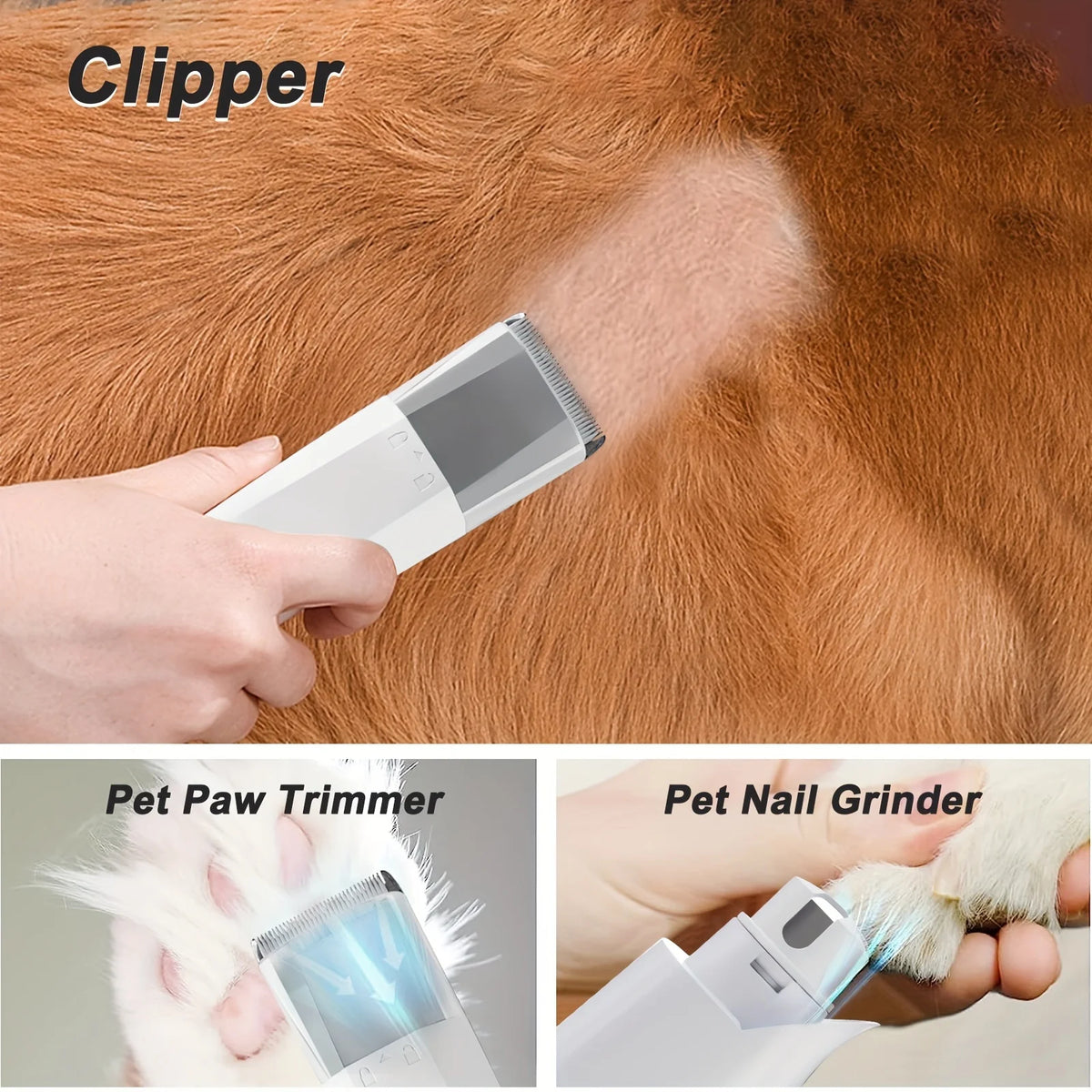 Dog Grooming Vacuum Kit 7-in-1 Pet Clipper With Nail Grinder Hair Trimming & Combing Low
