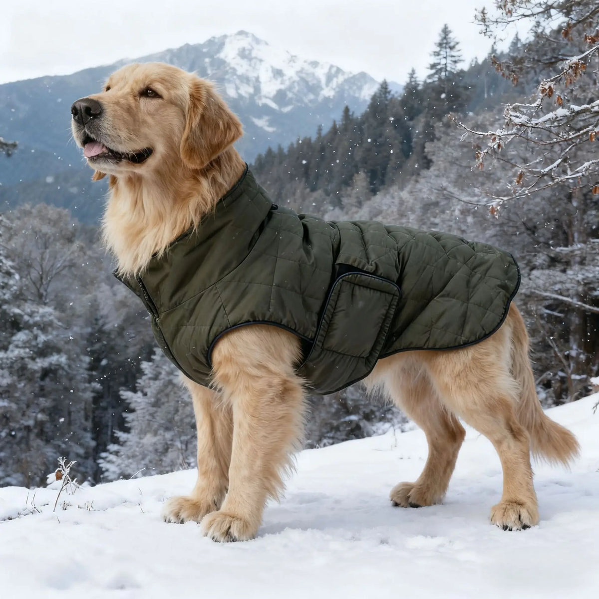Pet Winter Big Dog Clothes Thickened Warm Polyester Casual Style Cotton-Padded Coat
