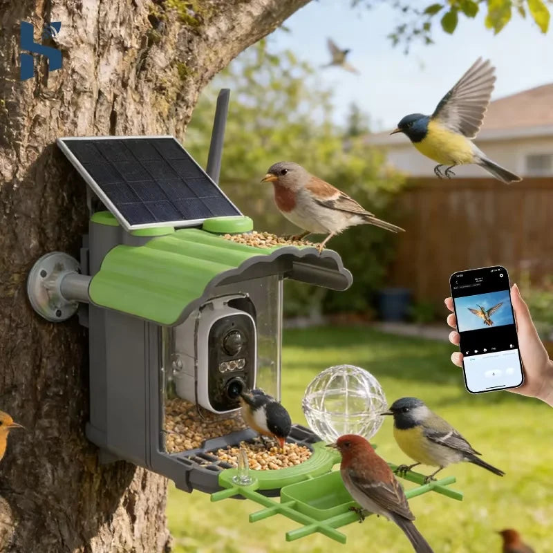 Outdoor Waterproof Solar Bird Feeder with Camera WiFi Smart APP Remote Video Suitable