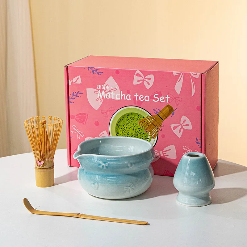 Chinese New Eco-Friendly Pink Whisk Mixing Kits Matcha Gift Set 5pcs Set Matcha Tea Set