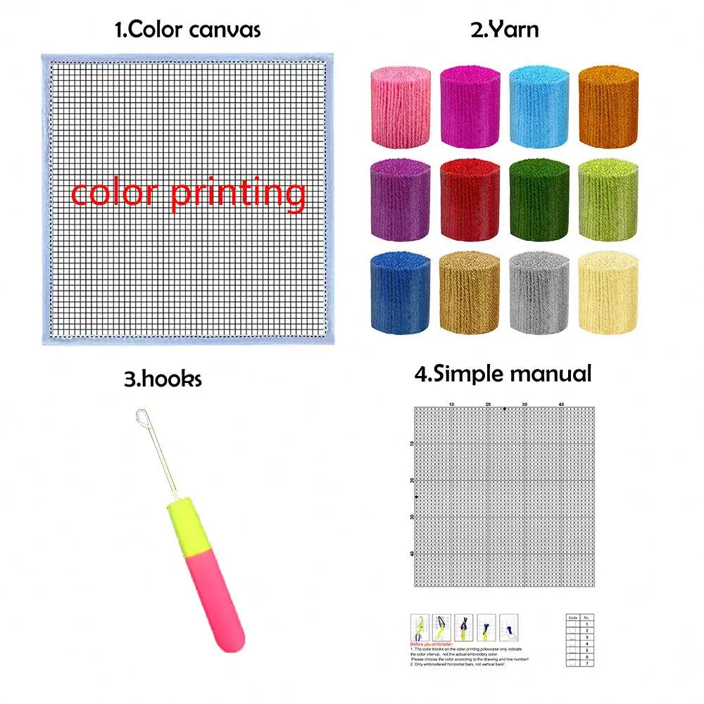 30cm DIY Latch Hook Kits for Adults Beginner Kids Cute Animal Flower Making Kit DIY
