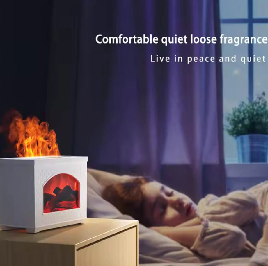 Fireplace Design Flame Light Essential Oil Humidifier, Ultrasonic Aroma Diffuser