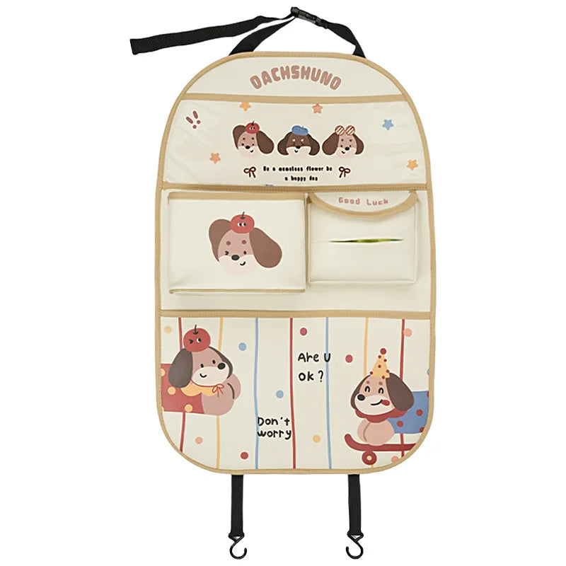 Custom Leather Cartoon Customizable Car Backseat Storage Bag Organizer New Creative Trash