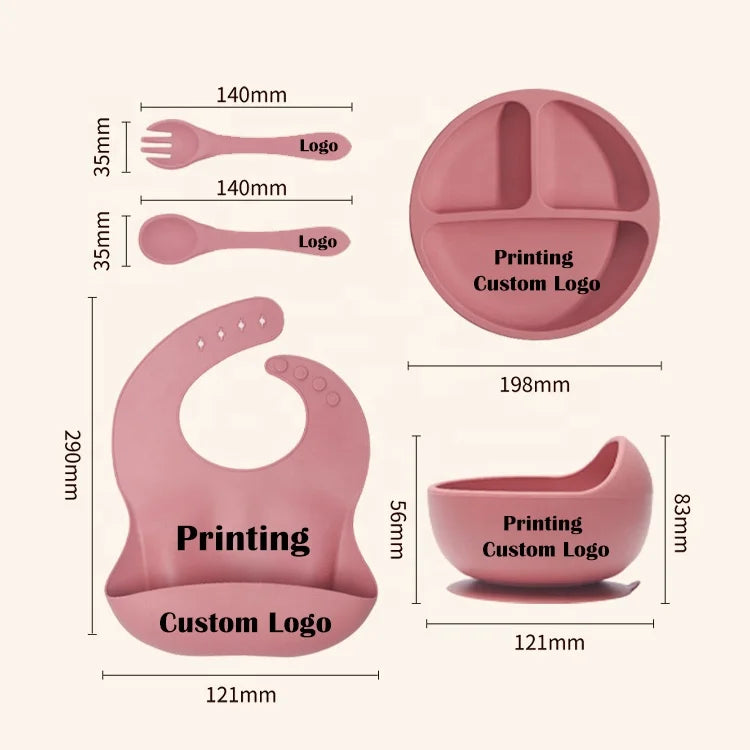 Bpa Free Eco-Friendly Non-Toxic Tableware Cutlery Set Strong Suction Plate Bowl Spoon
