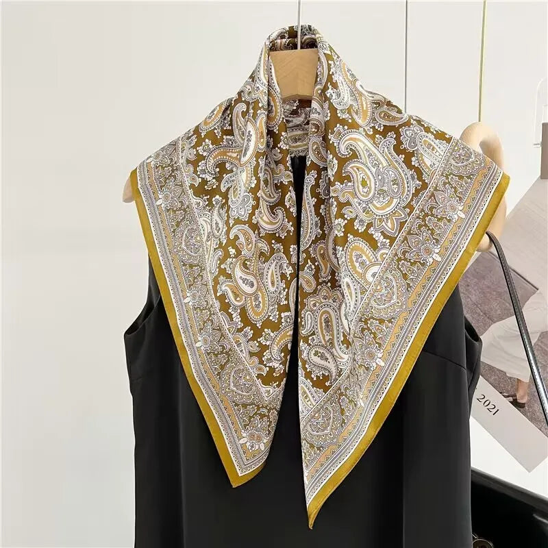 100% Mulberry Silk Animal Print Customizable 70x70cm Square Scarf for Women with Digital
