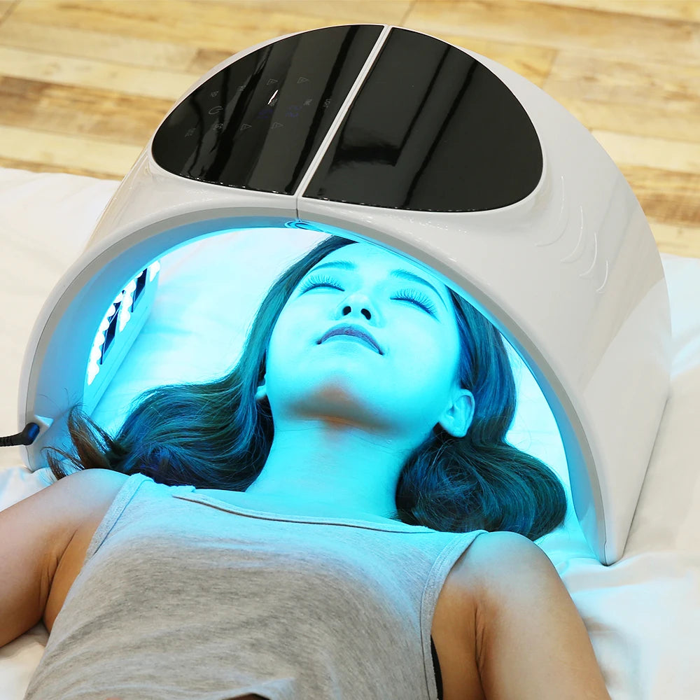 Red and Infrared LED Facial Light Mask for Home Beauty Routines, White