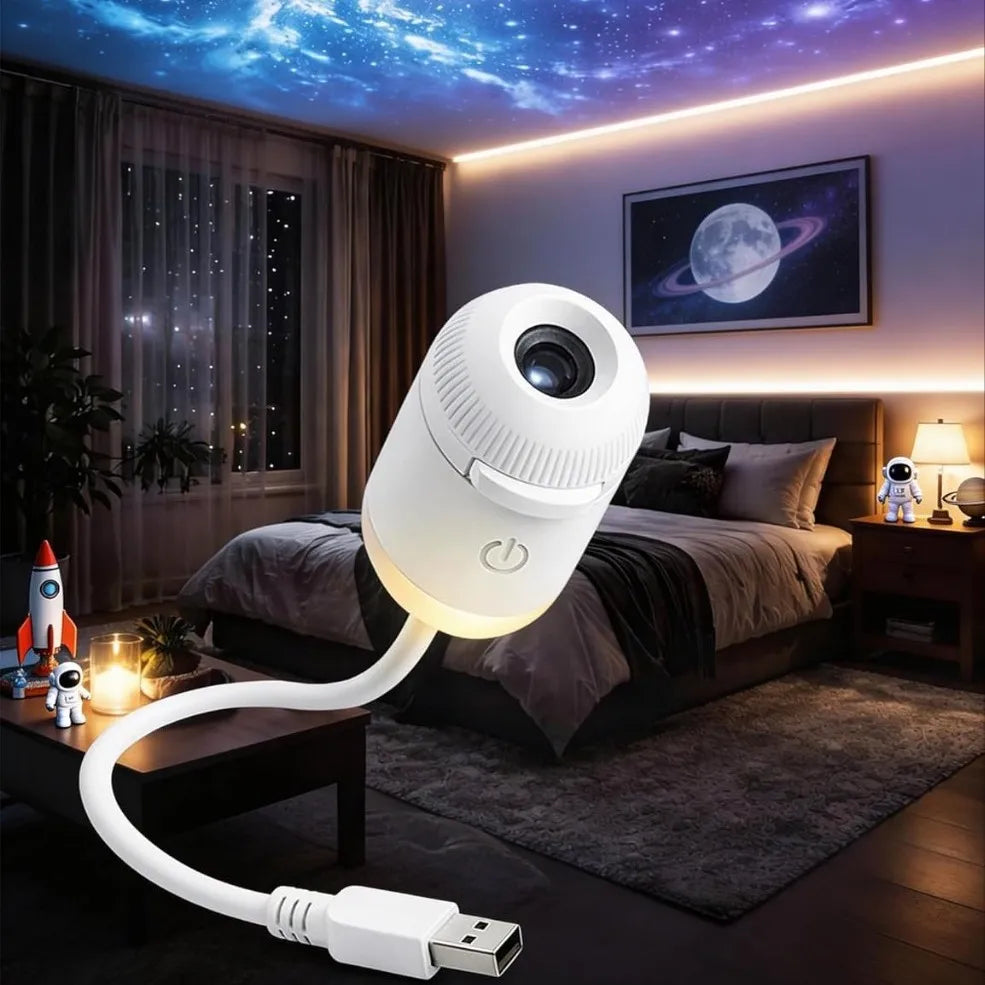 Projector Projection Night Light With RGB Starry Sky Feature USB Powered LED Warm White