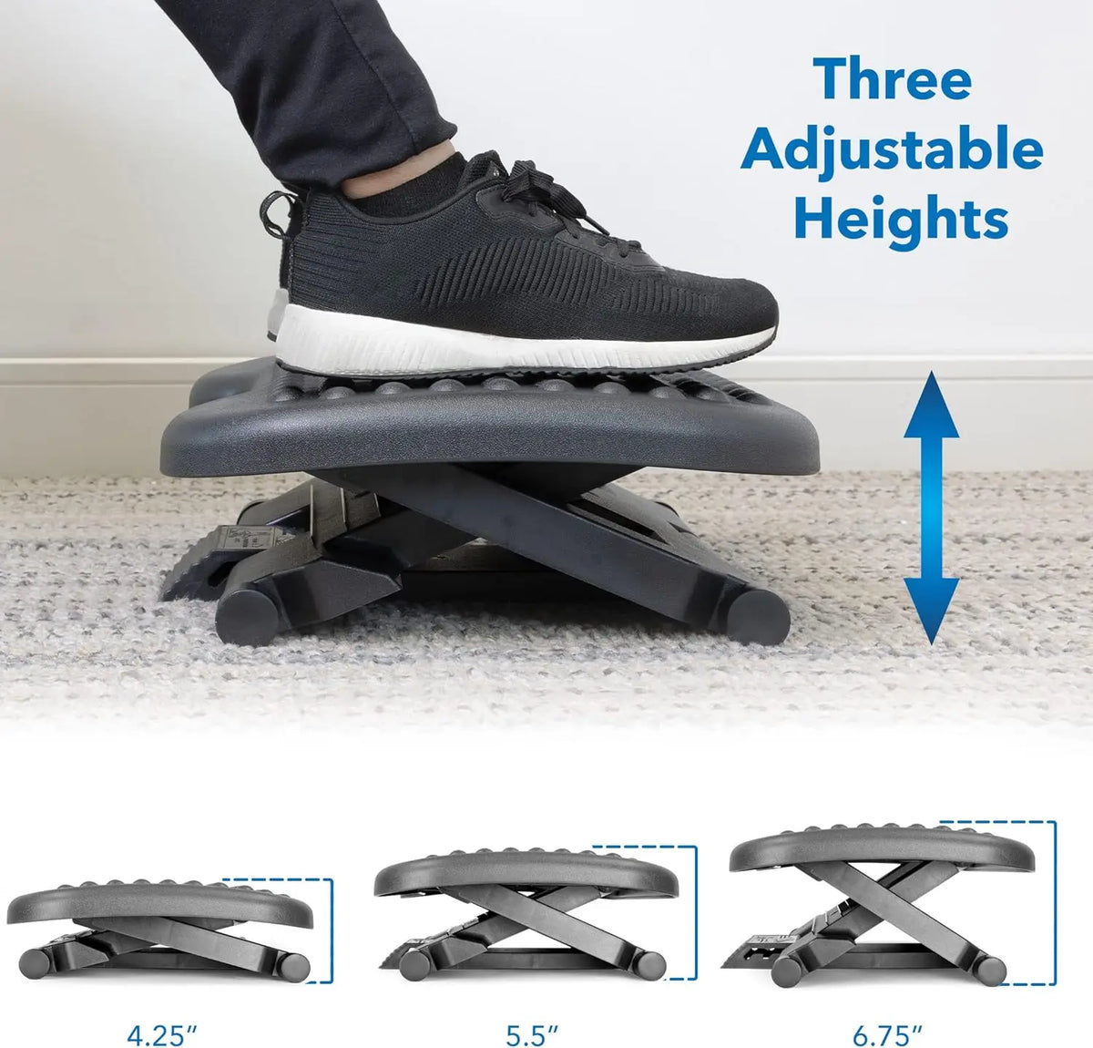 Ergonomic Under Desk Footrest with 3 Height Levels
