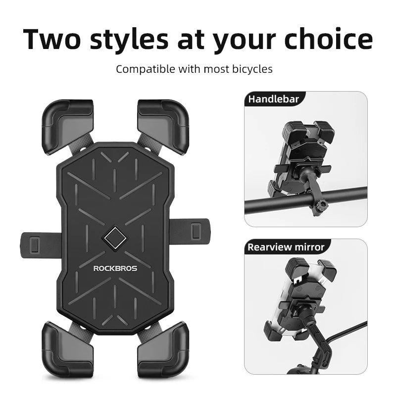 Bicycle Phone Holder Mount 360 Degree Adjustable Fit for 4.5-7.2 Inch Bike Handlebar Cell