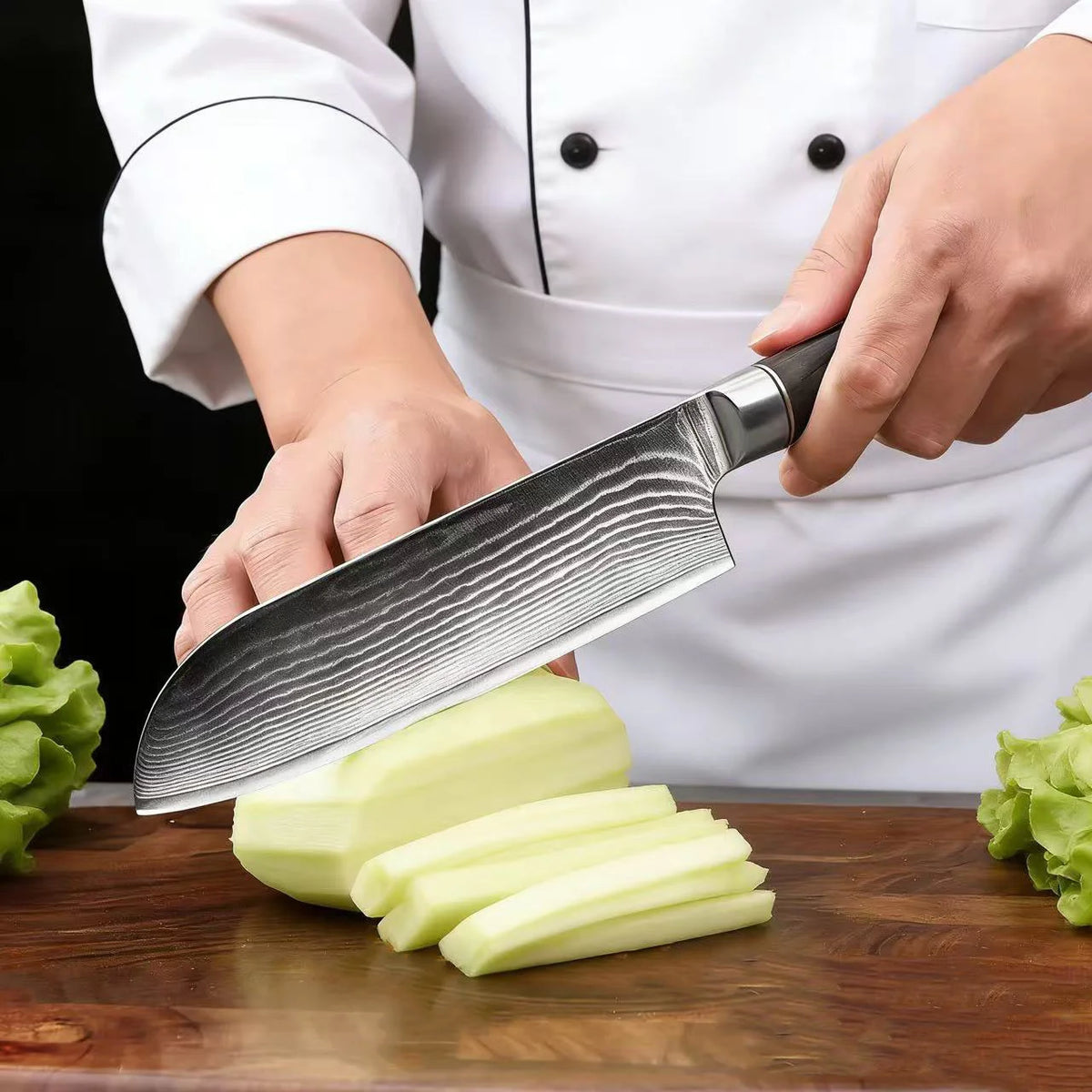 VG10 Steel Core Chef Knife 67-Layer Traditional Damascus Steel Premium Wood Handle Full