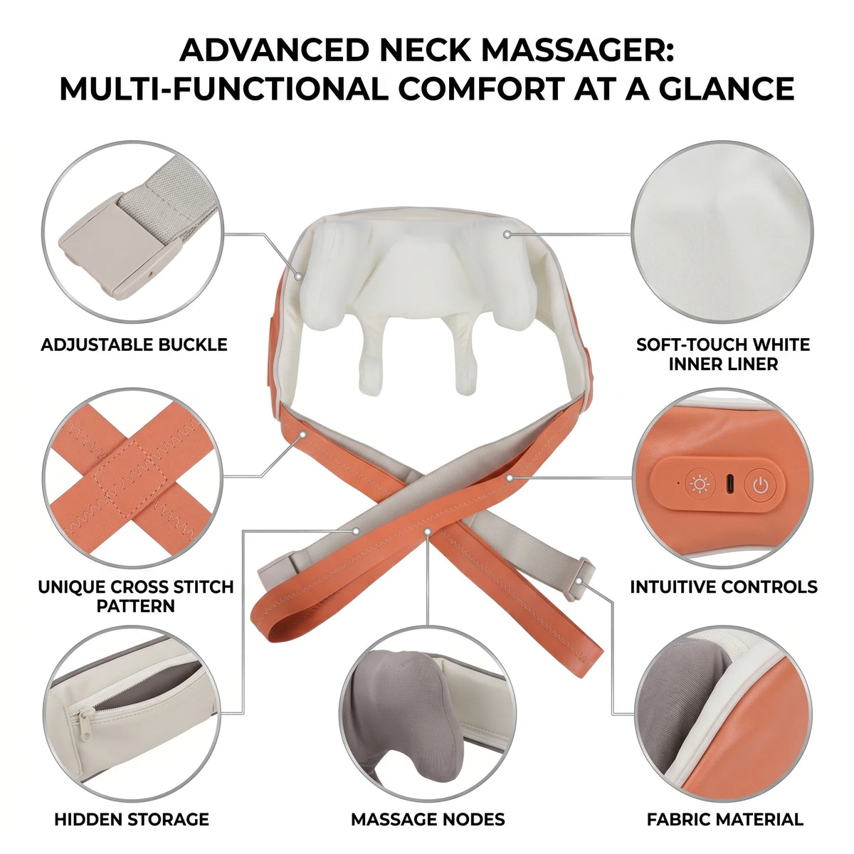 Smart Electric Pulse Neck Massager for Neck and Shoulders, Brown