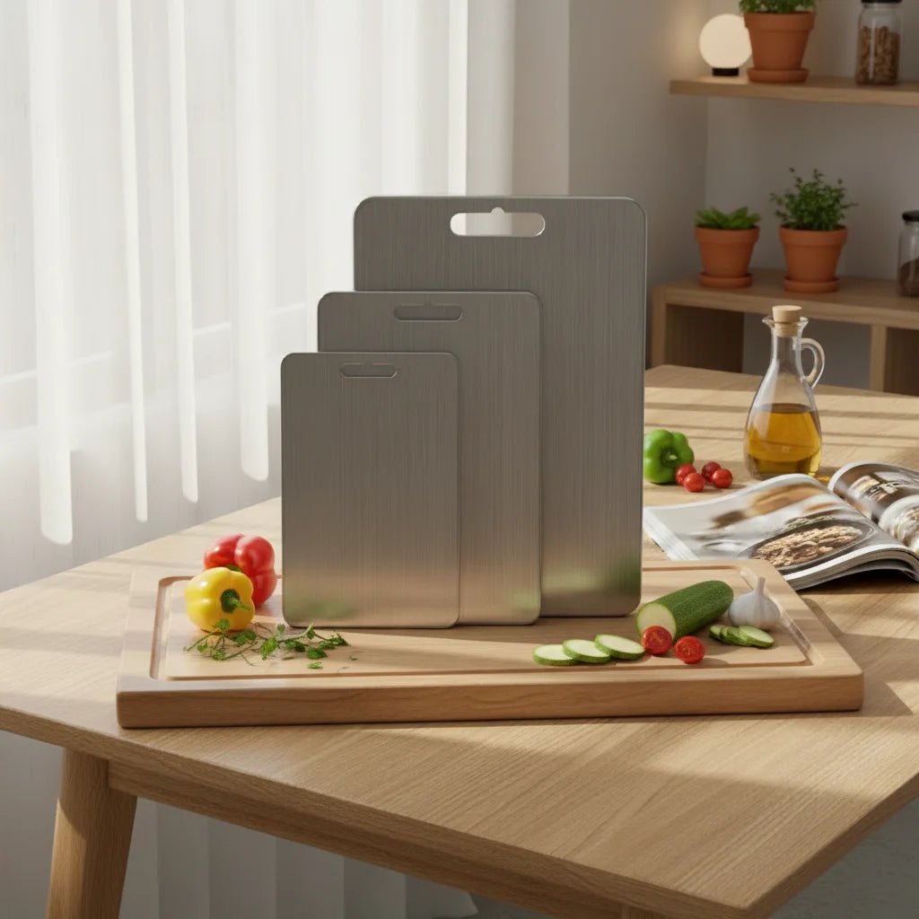 Food Grade 100% Pure Titanium Eco-Friendly Anti-Bacterial Double Sided Non-Toxic Cutting