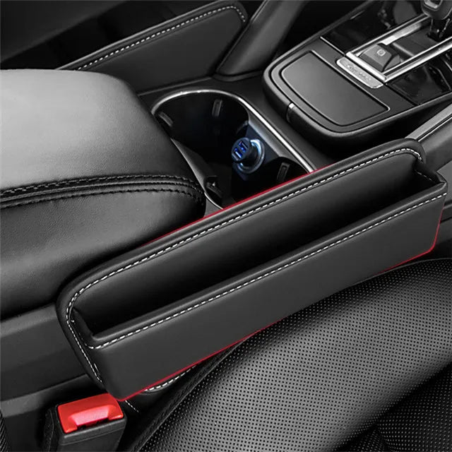 PU Leather Automotive Center Seat Gap Filler Universal Fit Storage Box Seat Side