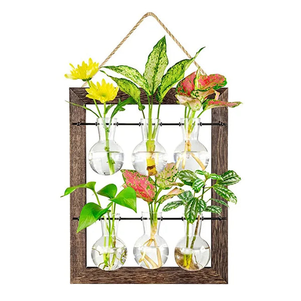 Dropship Double Layer Wall Hanging Glass Planter Propagate Station With 6 Bulb Vase Retro