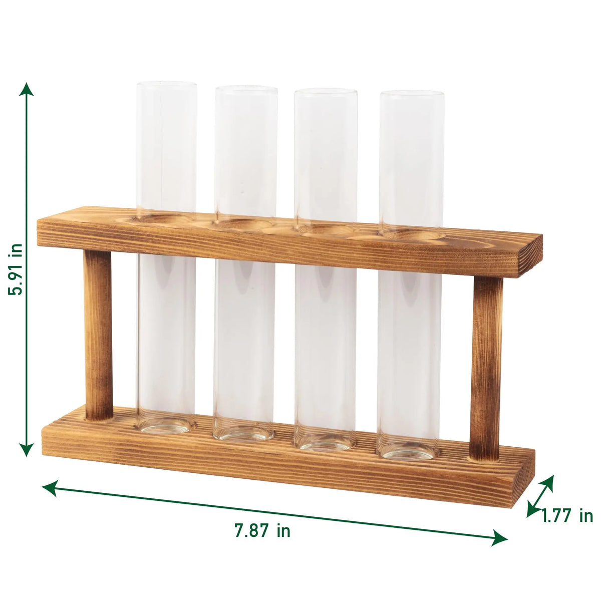 D'Eco Set 4 Glass Plant Propagation Tubes Wooden Display Hydroponics Grow Station