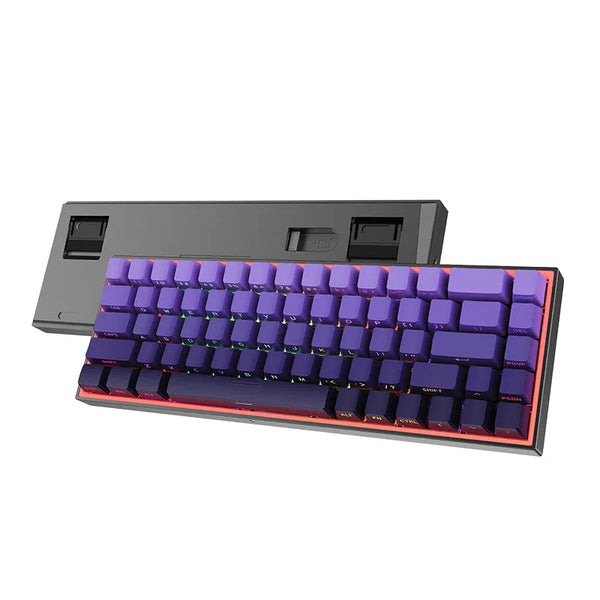 Tri-Mode 61 Keys Compact Wireless Mechanical Keyboard RGB Backlit USB 3.0 Rechargeable