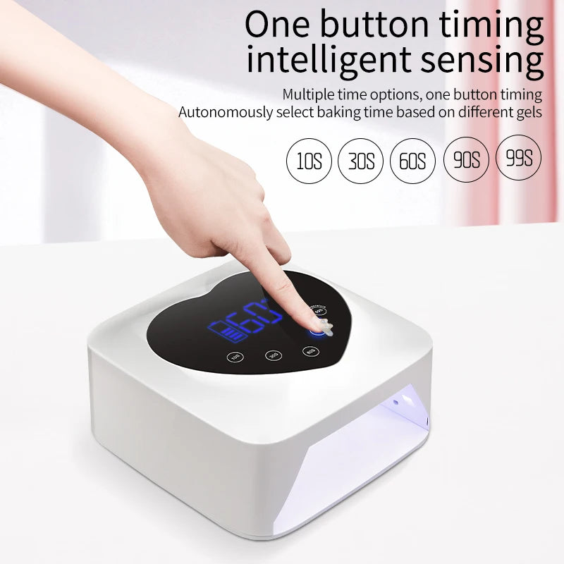 Power 72w Cordless LED Nail Lamp with Sparkle Diamond Light Rechargeable UV Lamp for Gel
