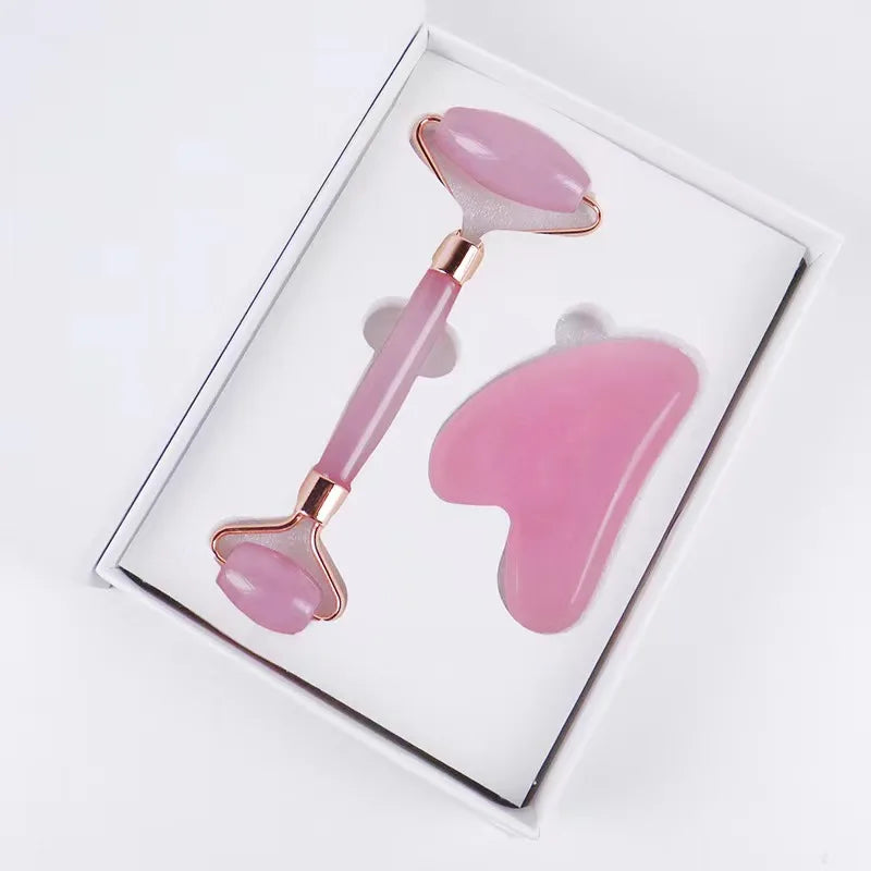 Natural Crystal Gua Sha Stone with Optional Face Roller in 9 Colors