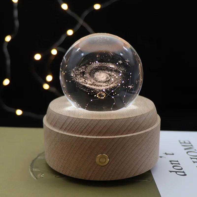 Creative Electronic Gift Lamp Decoration 3D Crystal Ball Night Light With Rotating Music