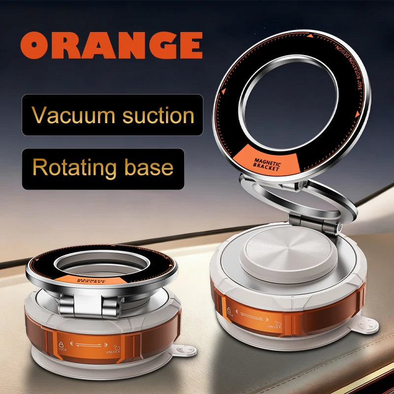 Premium Magnetic Car Phone Holder, Reusable Silicone Vacuum Suction Cup, Dual-Ring