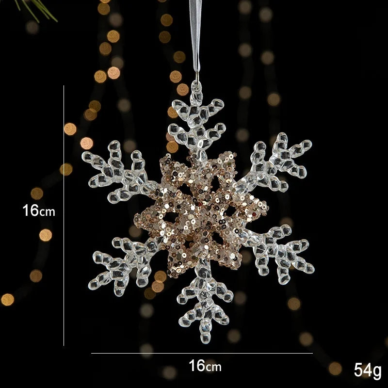 Christmas Ornaments Sequins Acrylic Transparent Snowflake Pendant Hanging Decor Christmas