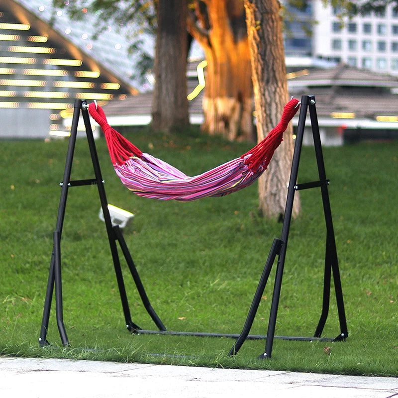 Outdoor Garden Camping Hammock Swing Chair Double Hammock with Steel Stand and Carrying