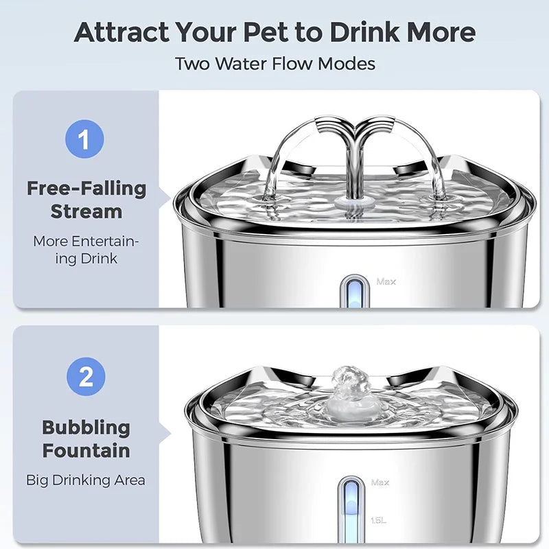 Portable Eco-Friendly Charge Automatic Stainless Steel Cat Water Bottle & Fountain