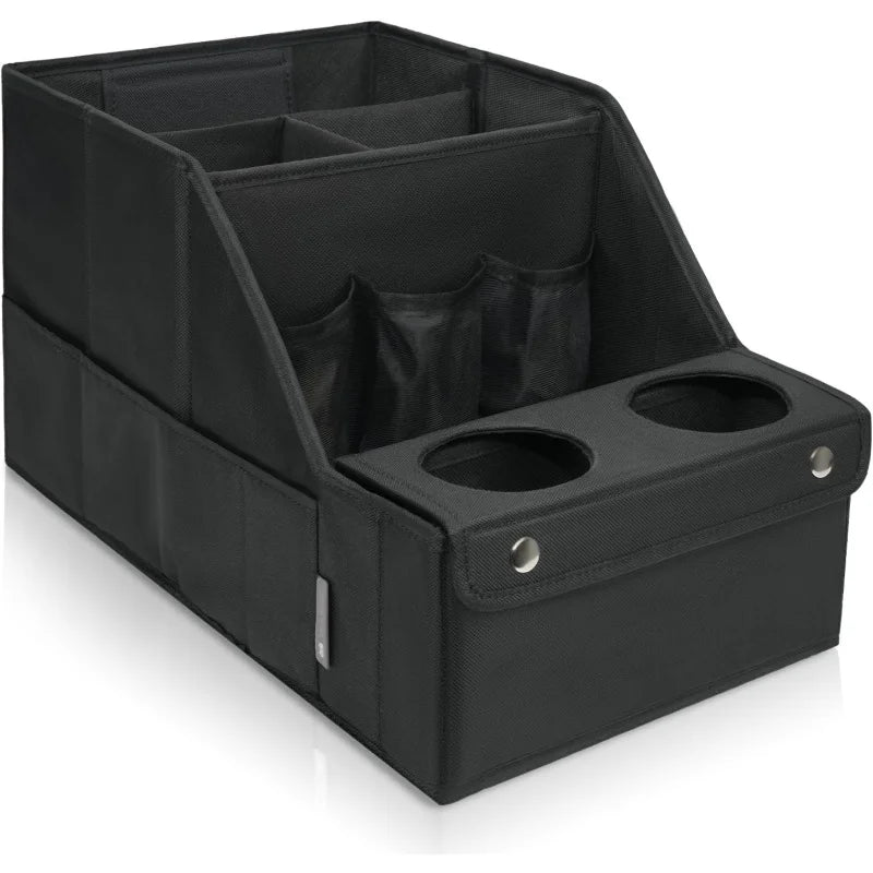 Car Backseat Organizer with 11 Pockets & 2 Cup Holders Durable Oxford Fabric Anti-Slip