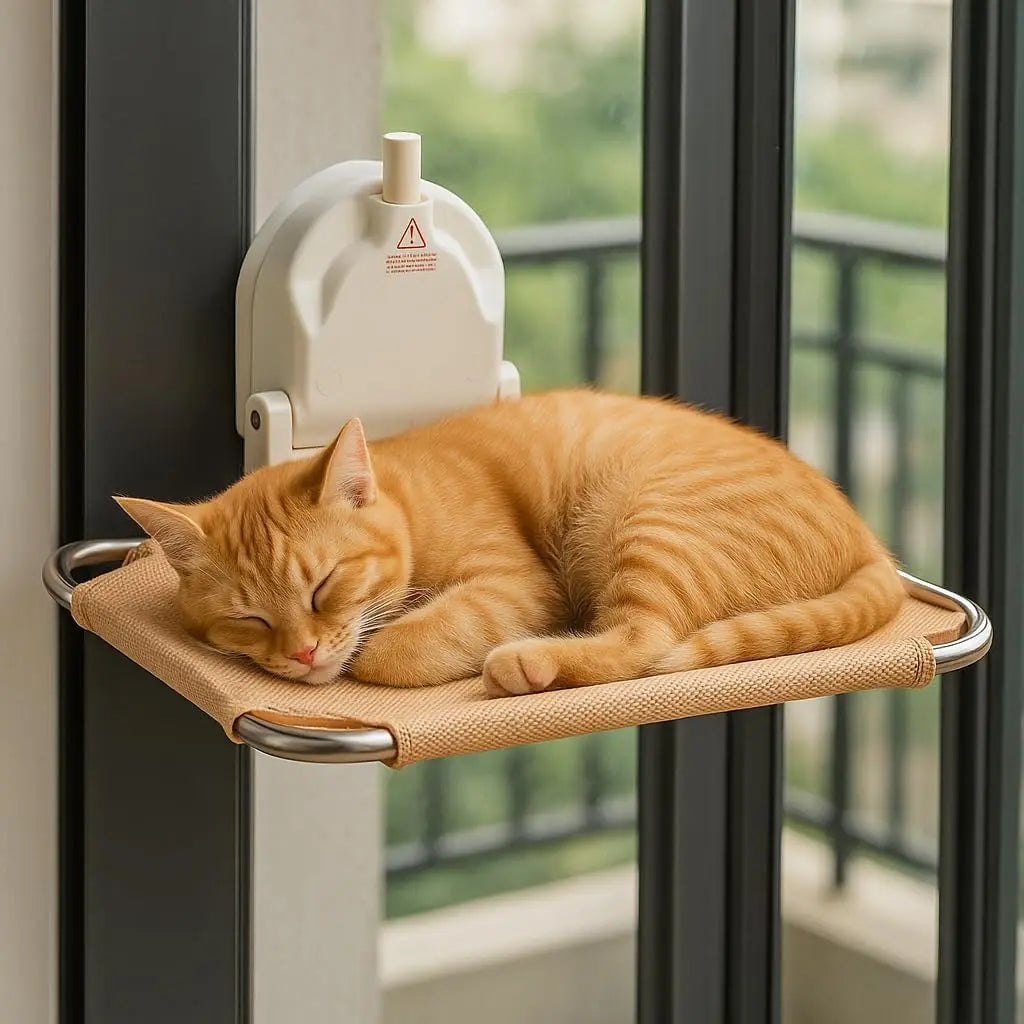 Foldable Metal Frame Single Suction Cup Cat Window Perch Lounger Hammock Seat Resting Bed