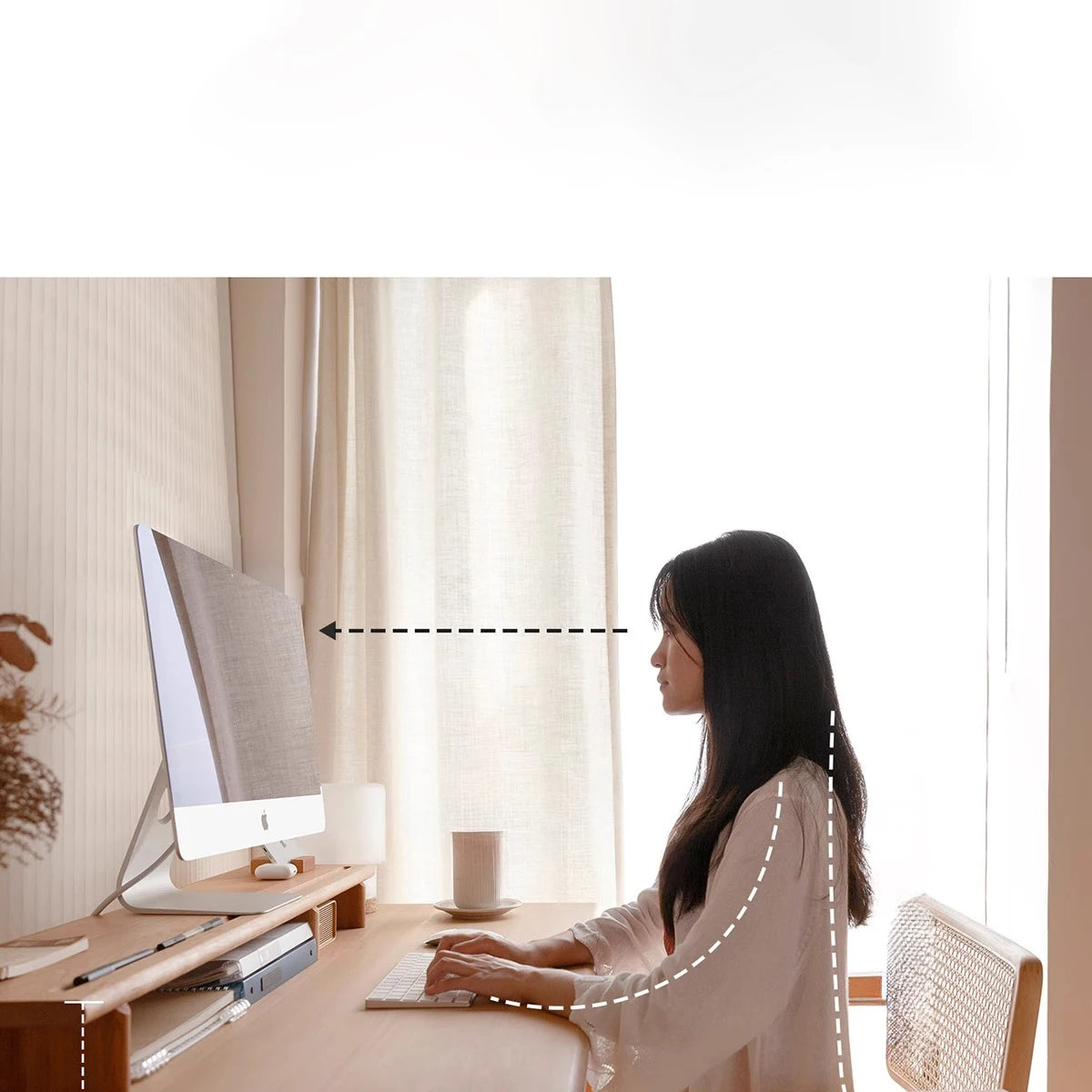 Custom Cherry Walnut Wood Monitor Stand Ergonomic Computer Riser & Desk Organizer