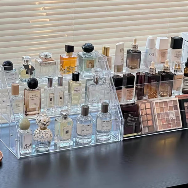 Modern Multi-Layer Acrylic Display Rack for Lipstick Transparent Eco-Friendly Trapezoid