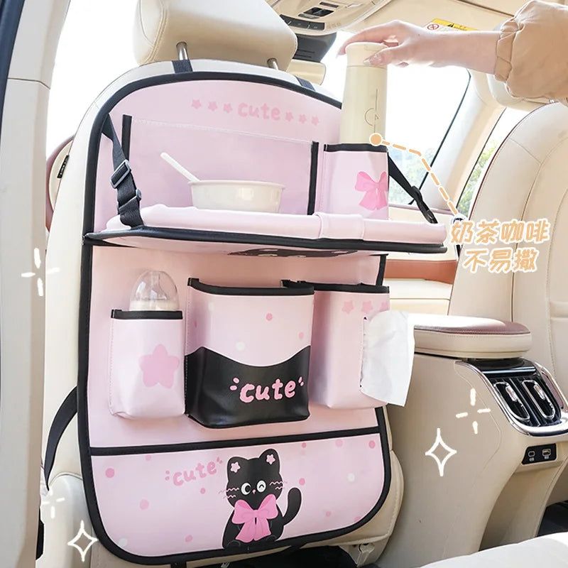 Custom Leather Cartoon Customizable Car Backseat Storage Bag Organizer New Creative Trash