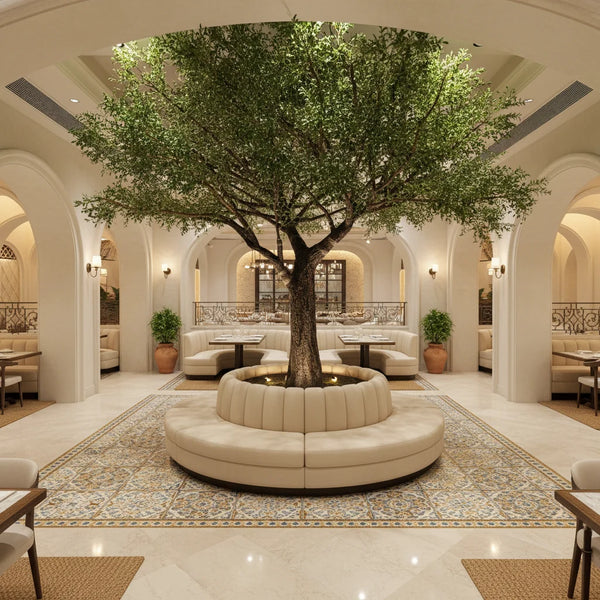 Custom 13Ft High Artificial Olive Tree Made From Fiberglass Wood Trunk With Plastic