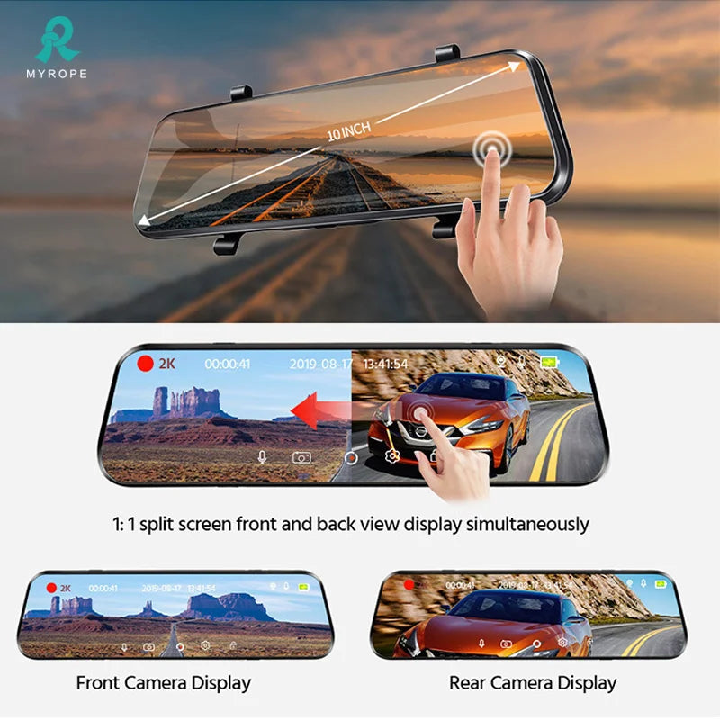 Mirror HD 1080P Dashcam Car Mdvr Mirror Front and Rear Dual Camera Dashcam Mirror Driving