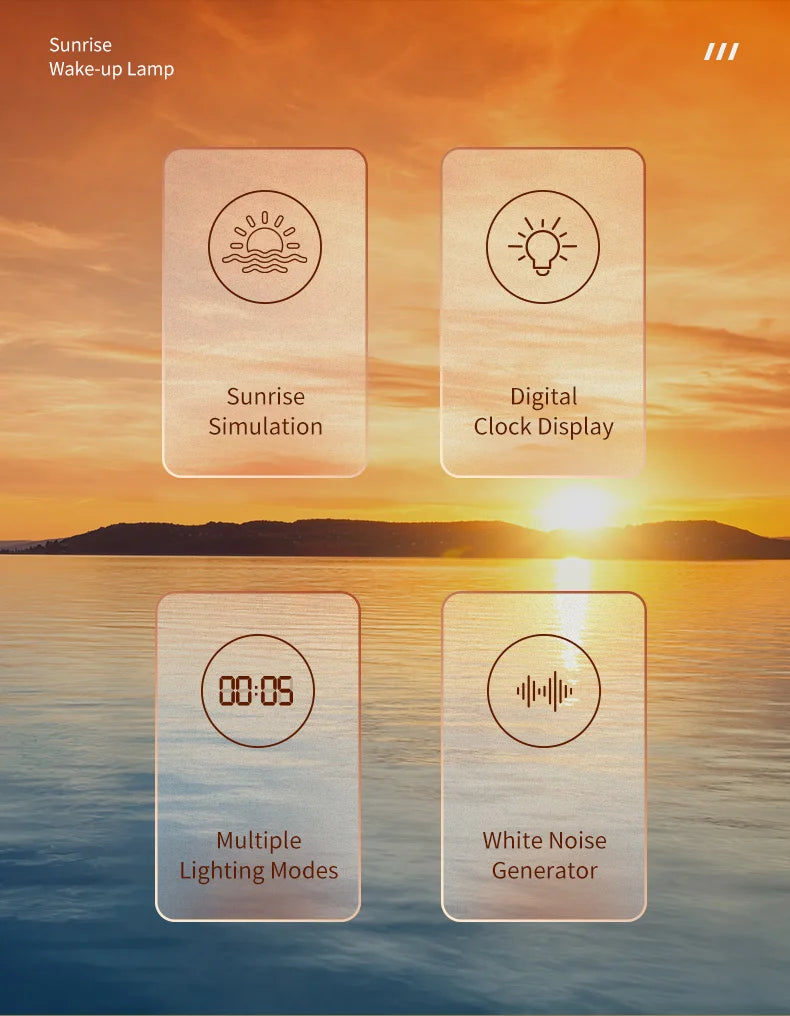 Smart Desk Clock Sleep Aid Device Sunrise Alarm Clock Night Light Wake-Up Light BT