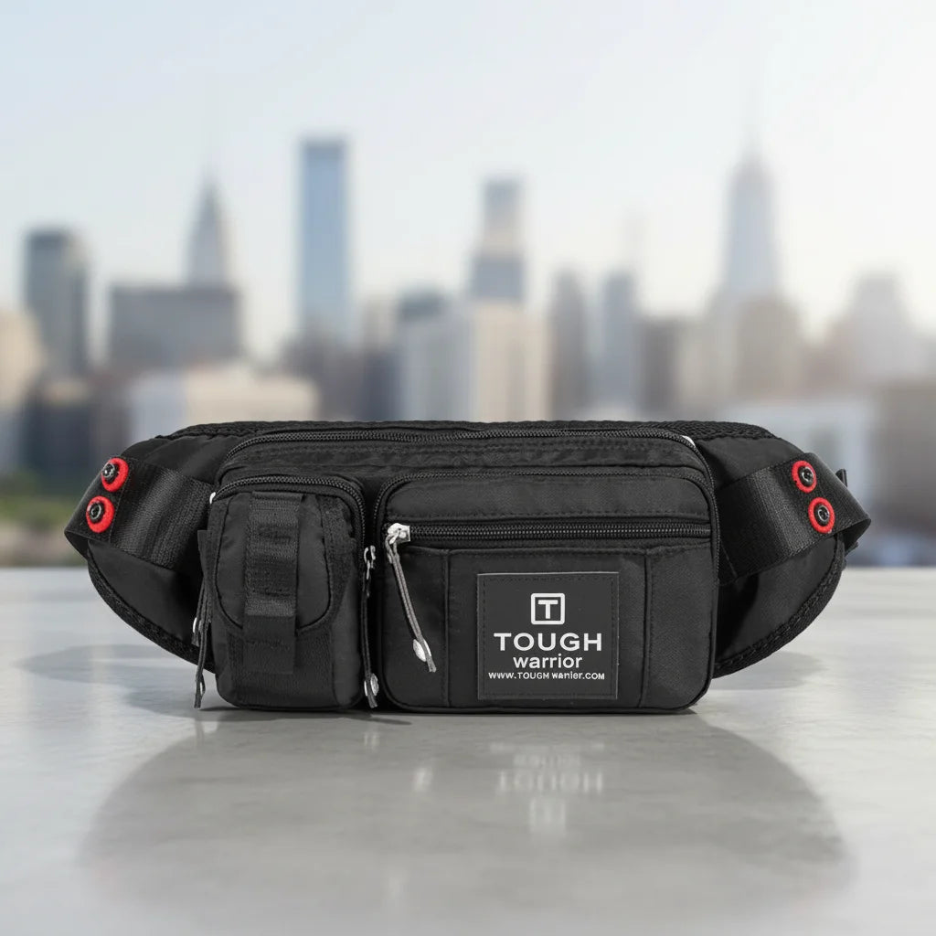Tough Unisex Waterproof Polyester Crossbody Belt Bag with Zipper Closure Multiple