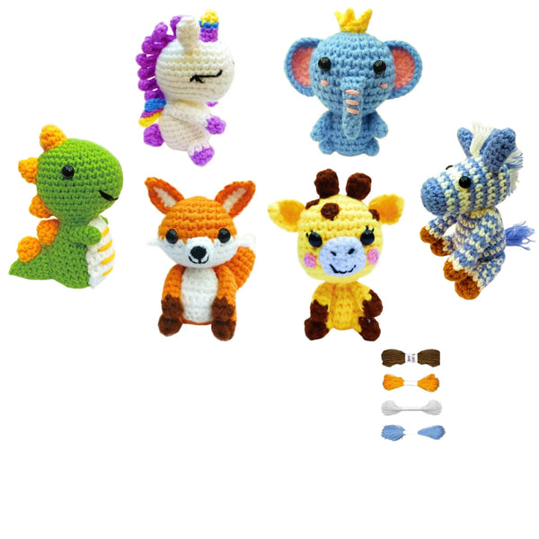 Crochet Kit for Beginners-DIY Craft Animal Patterns Step-By-Step Videos Yarn Crochet