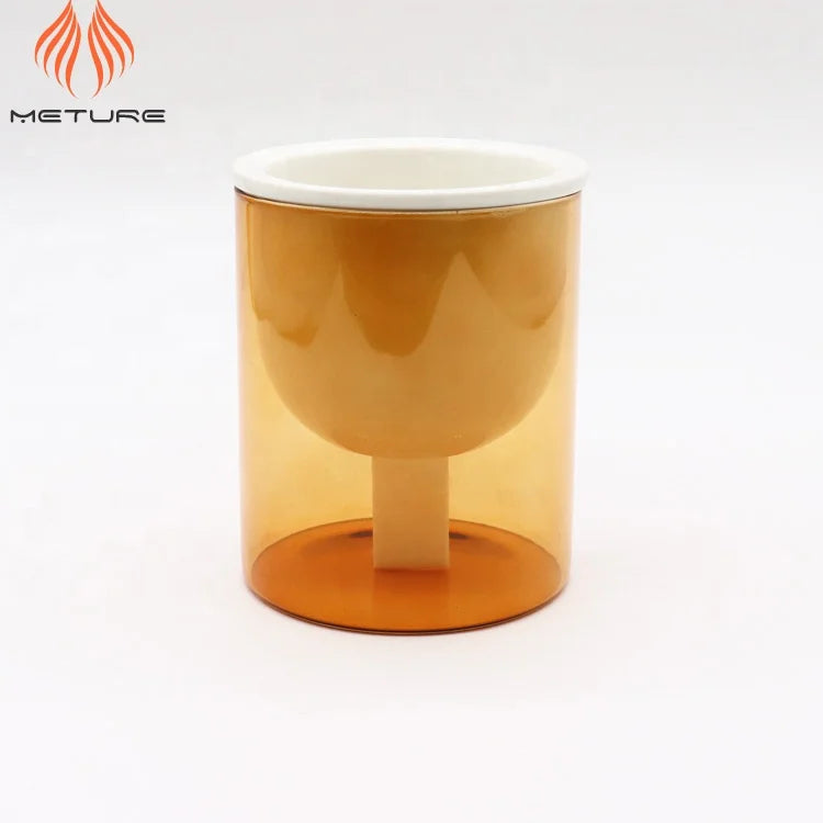 Indoor SELF-WATERING Orange GLASS and White CERAMIC Flower Pot Hydroponic Planter