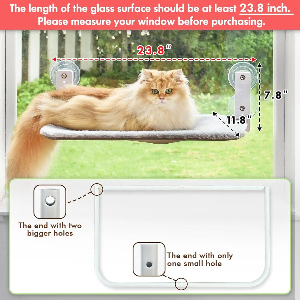 Foldable Cat Window Perch Hammock With Suction Cups And Screw Anchors Solid Metal Frame