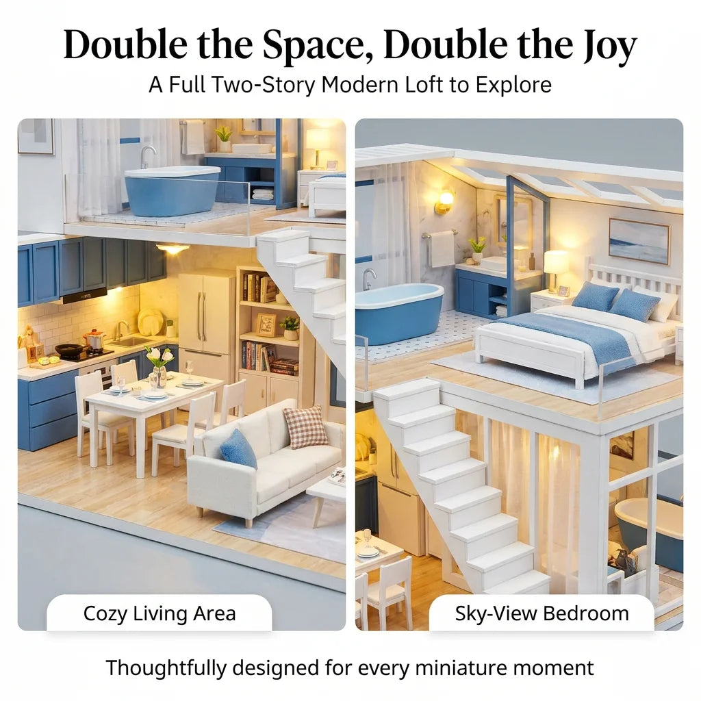 Educational Mini Doll House DIY Craft Kit Unisex Handmade Houses 1:24 Scale 3D Wooden