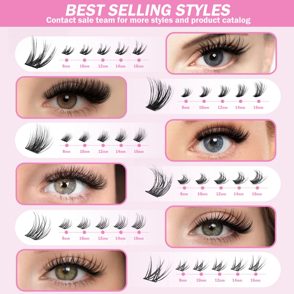 Diy Cluster Lashes Set 0.05 0.07mm Pre-Cut Eyelash Segment Lash Clusters Kit with Lash