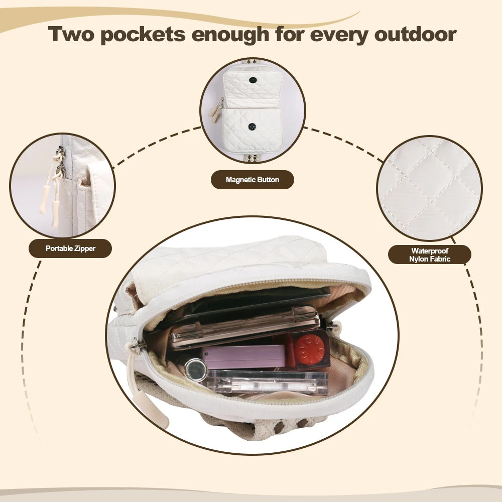 CS Unisex Adjustable Crossbody Phone Strap Bag with Zipper Closure Polyester Material